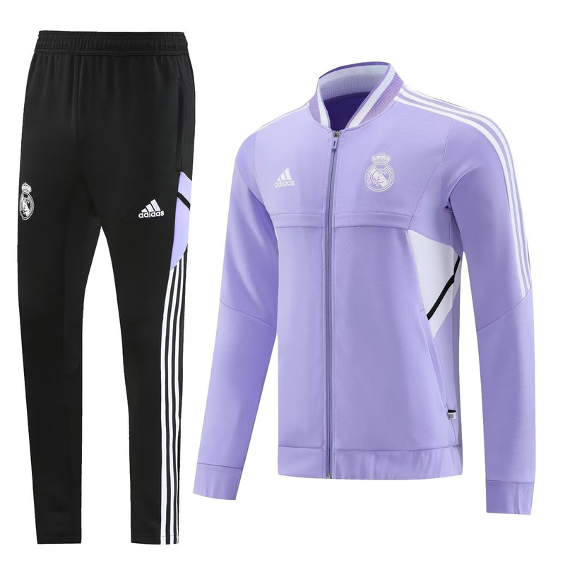 Conjunto Real Madrid Zíper Curto Lilás e Preto