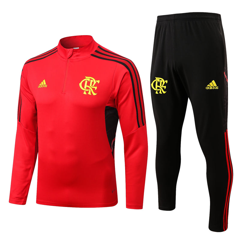 Conjunto Zíper Curto Flamengo Treino Vermelho e Preto