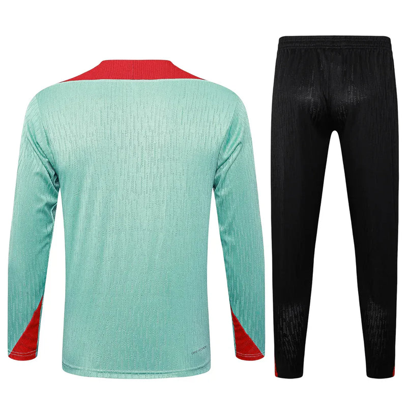 Conjunto Liverpool Zíper Curto Treino Verde Água 2024/25