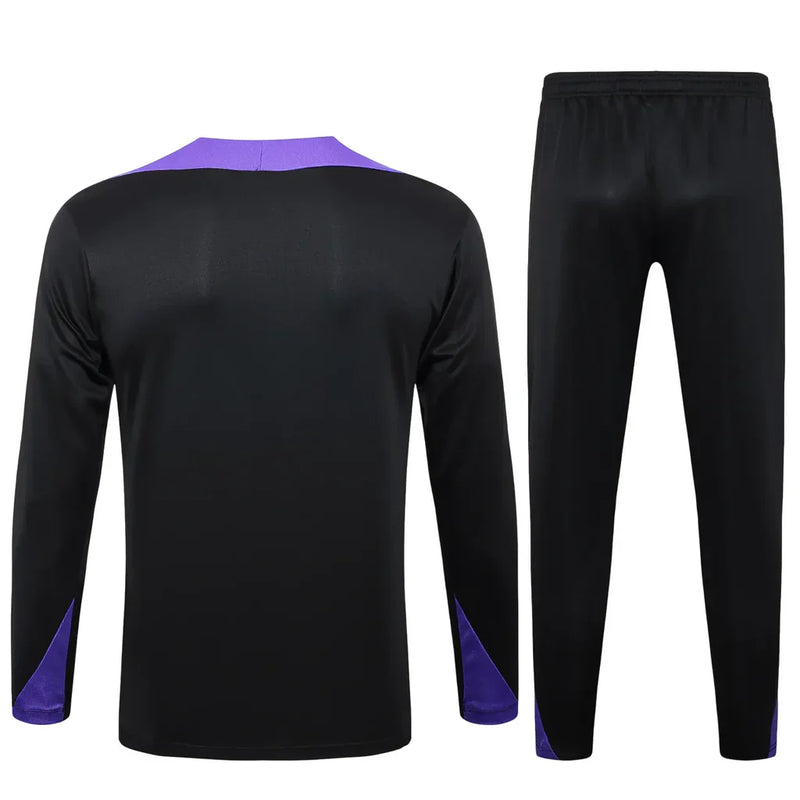 Conjunto Paris Saint Germain Zíper Curto Treino Preto e Roxo 2024/25