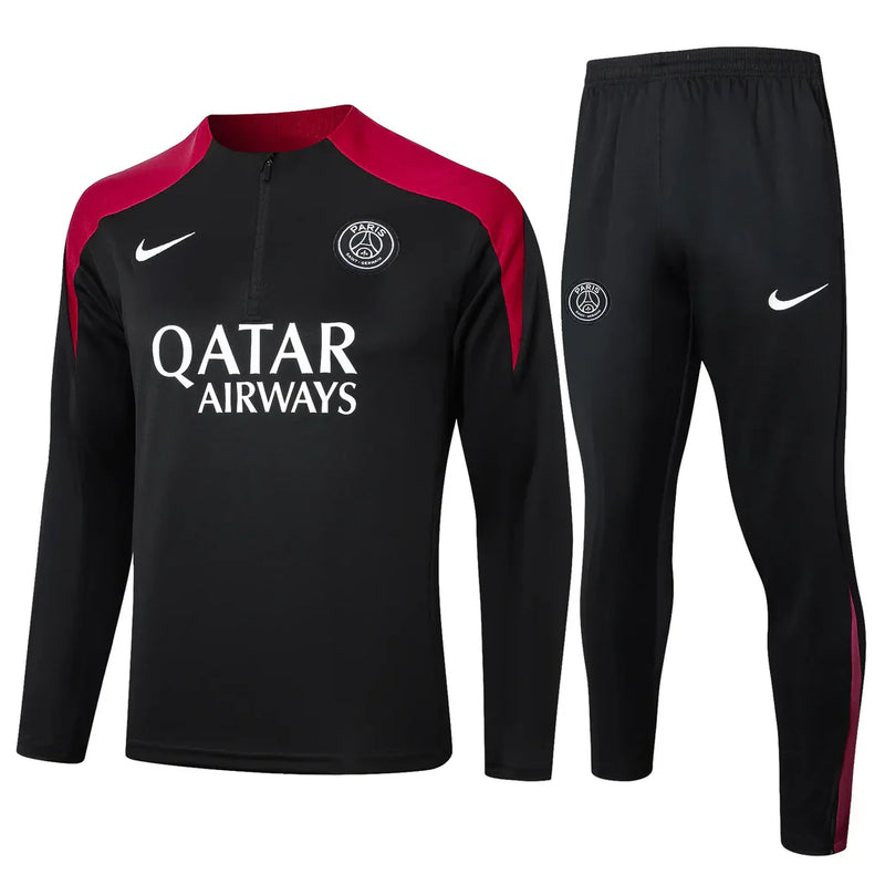 Conjunto Paris Saint Germain Zíper Curto Treino Preto 2024/25
