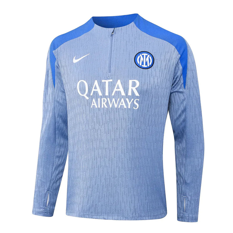 Conjunto Inter de Milão Zíper Curto Treino Azul Claro 2024/25