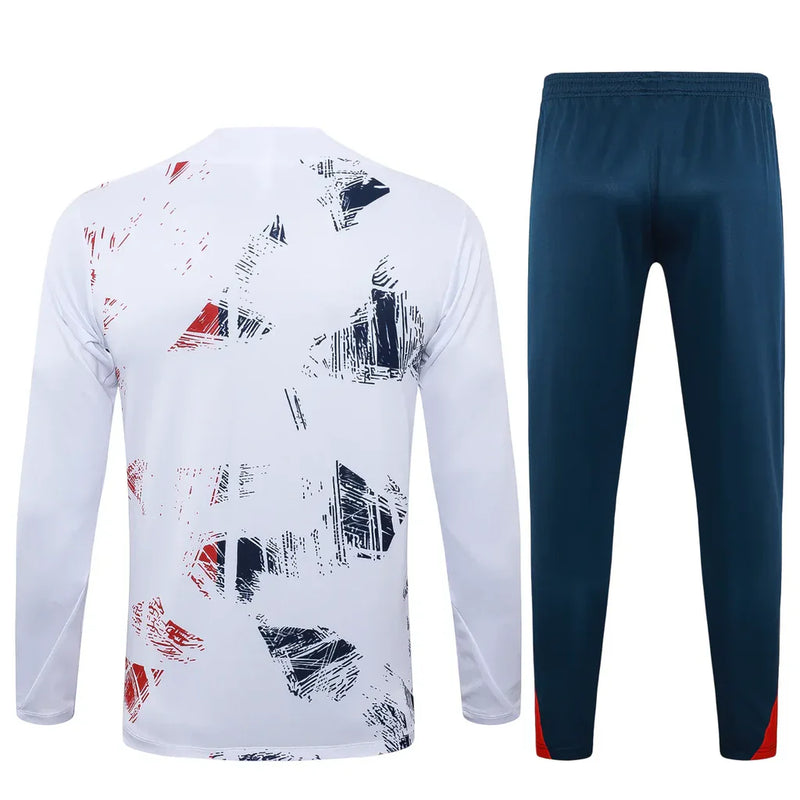 Conjunto Paris Saint Germain Ziper Curto Treino Branco e Azul